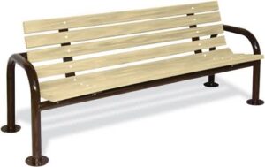 6′ PARK BENCH, 8-SLAT, 2″ x 4″ PLANKS, PORTABLE, REDWOOD STAIN