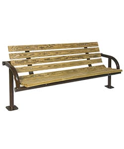 6′ PARK BENCH, 8-SLAT, 2″ x 4″ PLANKS, INGROUND, CEDAR RECYCLED PLASTIC