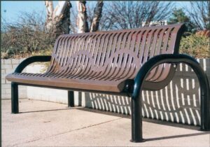 6′ Classic (Ribbed Steel) Modern Bench with Back, Portable/Surface Mount