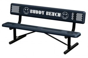 6′ Perforated Standard Bench with Back, Portable, Smiles Buddy Bench Design