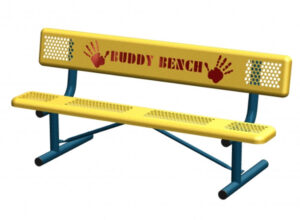 6′ Perforated Standard Bench with Back, Portable, Helping Hand Buddy Bench Design