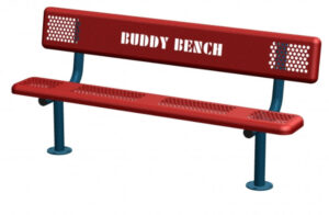 6′ Perforated Standard Bench with Back, Portable, Standard Buddy Bench Design