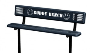 6′ Perforated Standard Bench with Back, In-Ground Mount, Standard Buddy Bench Design