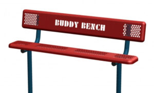 6′ Perforated Standard Bench with Back, In-Ground Mount, Standard Buddy Bench Design