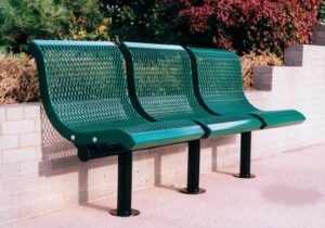 Modern Downtown Bench with Back and 3 Seats, Surface Mount